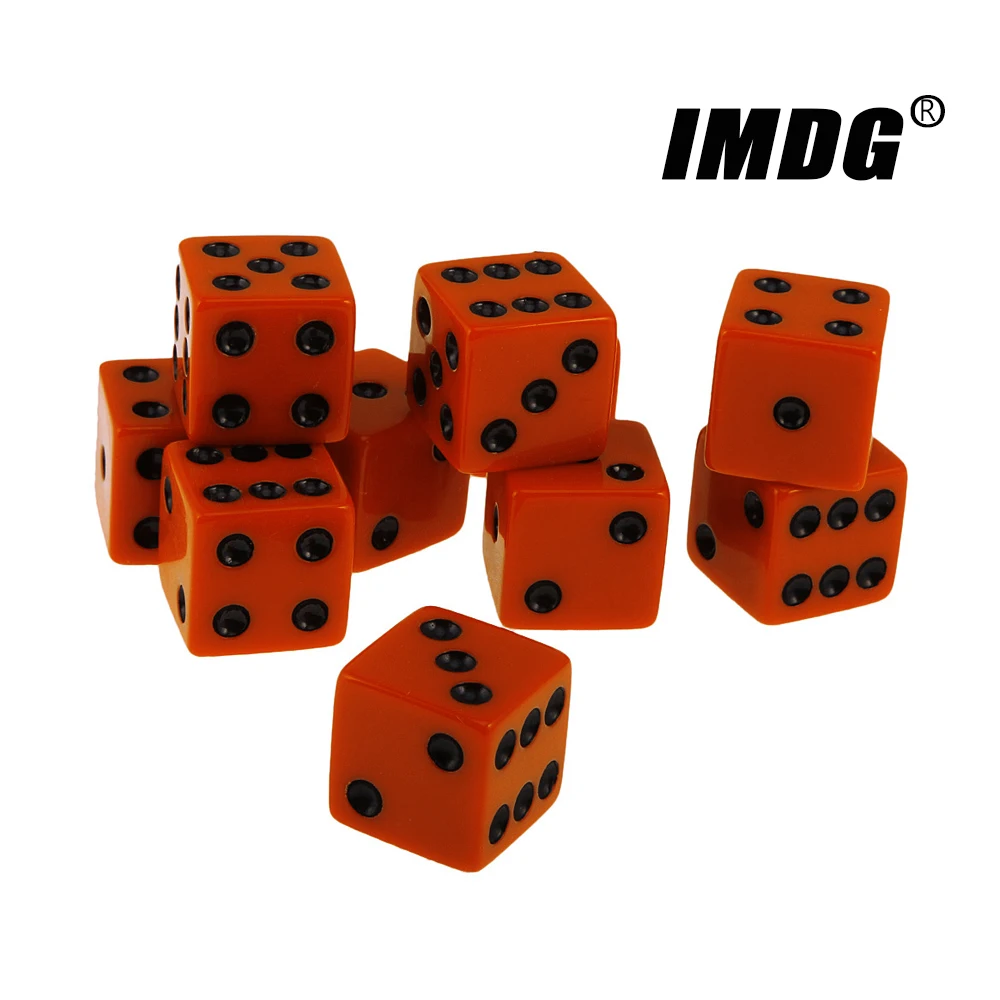 Dados de resina rojos de 16mm, esquinas cuadradas de punto negro, cubos de alta calidad, dados de juego Boutique, 10 unids/lote por paquete