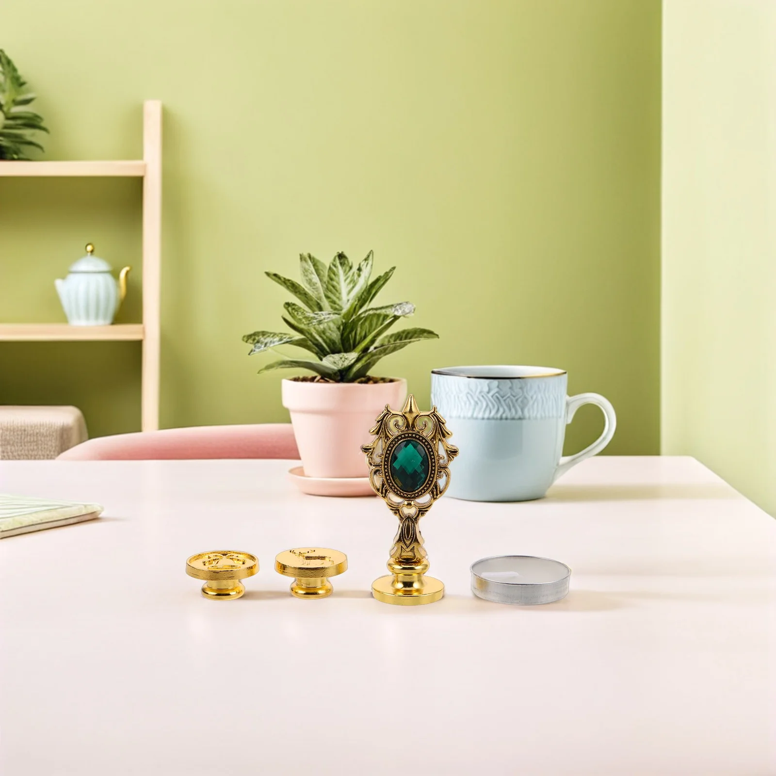 

1Set Wax Seal Stamp Kit with European Style Gemstone Handle Unique Sealing Shapes for Wedding Invitations Letters Journals DIY