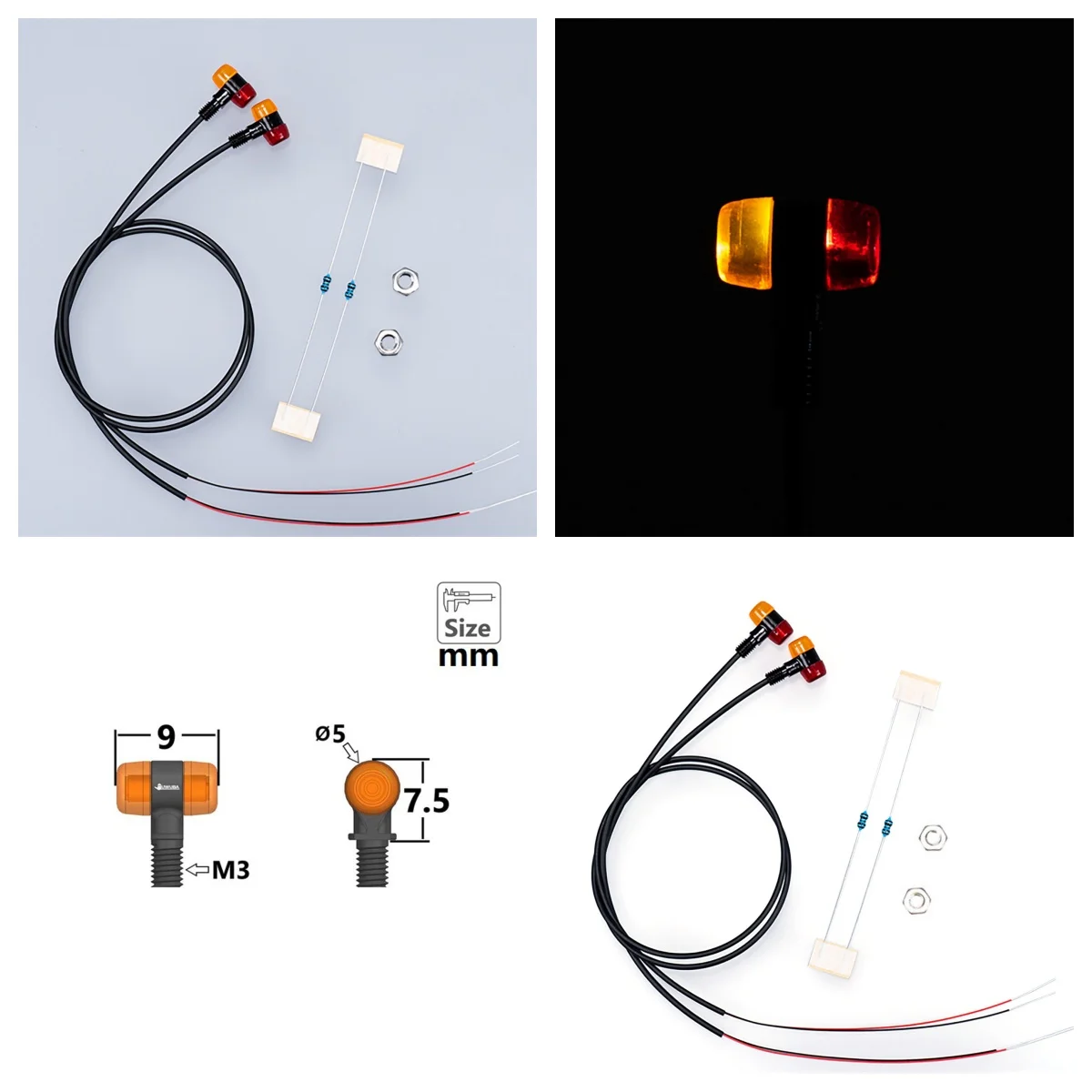 

2.2V-3V Plastic Warning Light Clearance Lamp for 1/14 Tamiya Radio Tractor Truck 770S FH16 R620 1851 3363 RC Dumper DIY Part