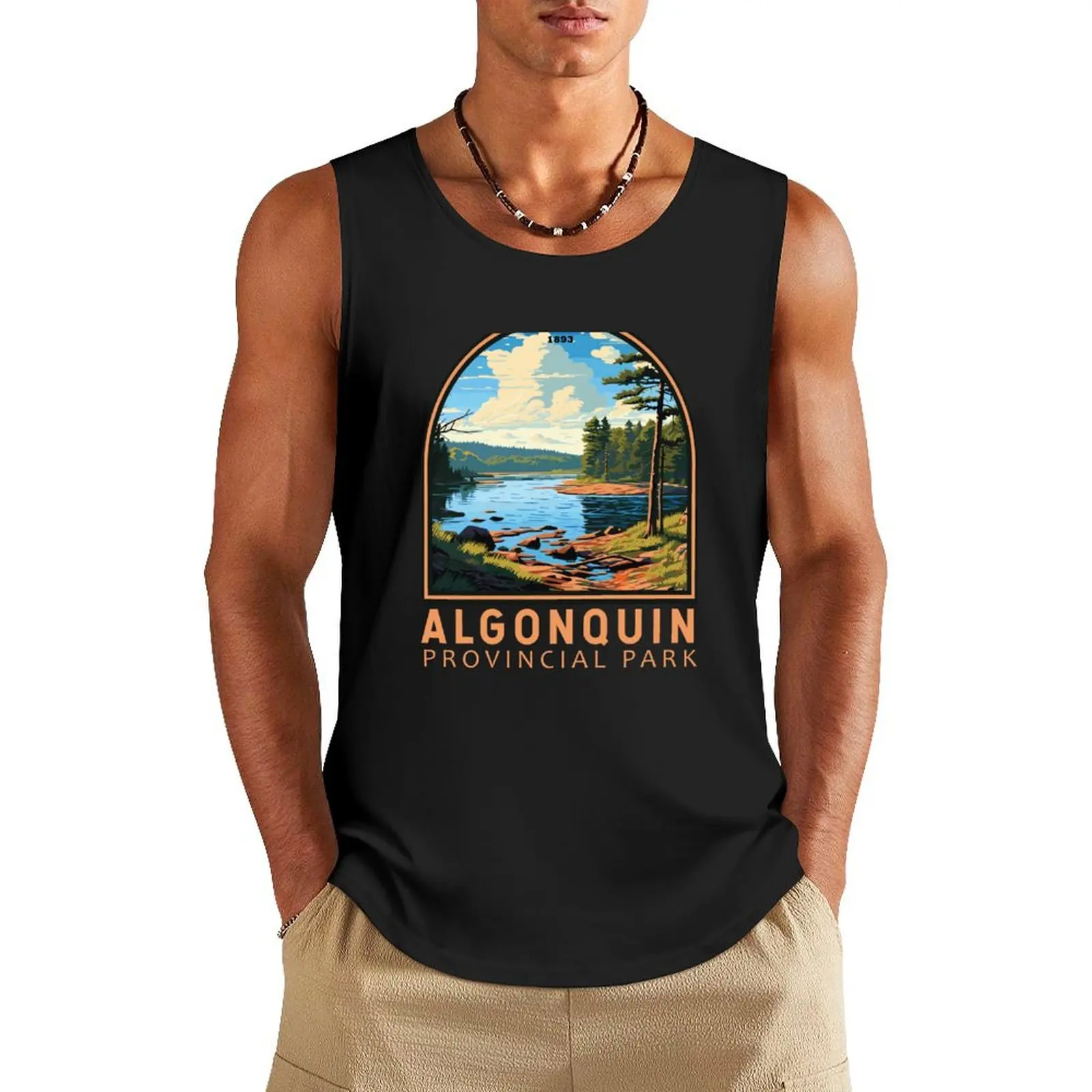 

Algonquin Provincial Park Emblem Tank Top bodybuilding t shirt singlets for men