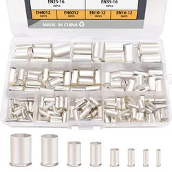 166Pcs Wire Ferrules Kits Silver Plated Copper Crimp Terminal Connector 8 Sizes AWG (1/0 2/0 2 4 6 8 10 12) Sleeves Insulated