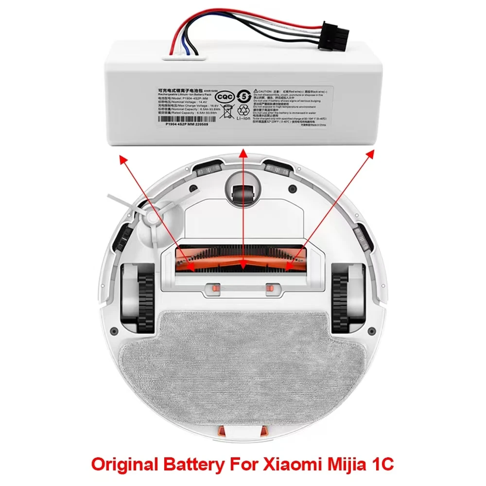 14.4 V 12800mAh Battery For Xiaomi Mijia 1C STYTJ01ZHM Robot Vacuum Mop Cleaner Accessories Parts Large capacity lithium battery