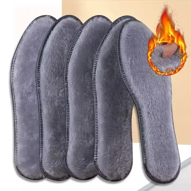Warm Heated Insoles Thermal Thicken Felt Insoles for Men Women Winter Shoes Breathable Snow Boots Alpaca Wool Plush Shoe Pads image 5
