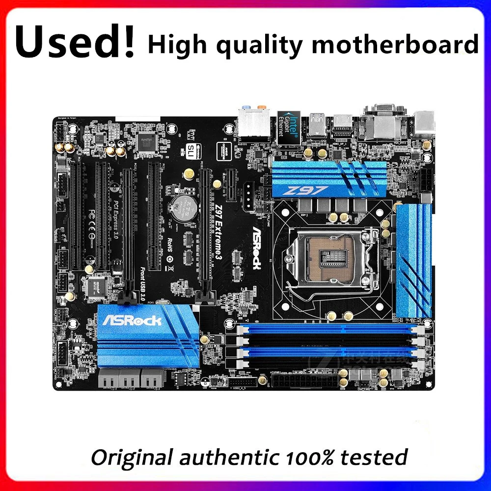 

For ASRock Z97 Extreme3 Desktop Motherboard Z97 LGA 1150 CPU SATA3 USB3.0 Original Desktop Used Mainboard