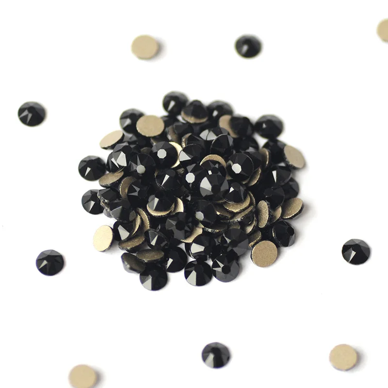 2088 Jet Black Strass-Strasssteine, nicht heißklebend, 8 mm, große und 8 kleine Glitzer-Kristallsteine für DIY-Bastelarbeiten, Kleidungsstücke und Dekorationen – Detail 2