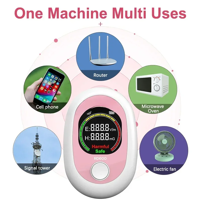 RD600 meteran EMF Digital genggam, detektor radiasi lapangan elektromagnetik Digital dapat diisi ulang