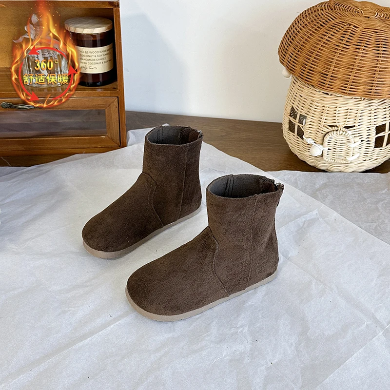

2025 Children Leather Boots for Girls Winter New Fashion Korean Style Soft Bottom Anti-slippery Versatile Princess Catwalk Shoes