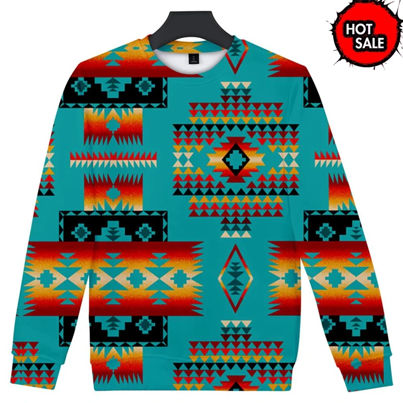 Tribe Design Native American Sweater 3D Printing Long Sleeve Mens Fashion Vintage Sweaters High Quality Tracksuit Men Top