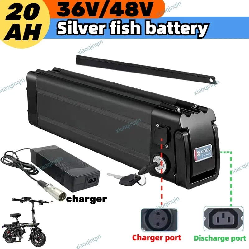 High-quality 36V/48V 15Ah-20Ah Silver Fish Battery for 350W 400W 500W Emotorcycle Shengmiro-MX20,DYU-A5,JINGHMA-R8,ENGWEI-S3