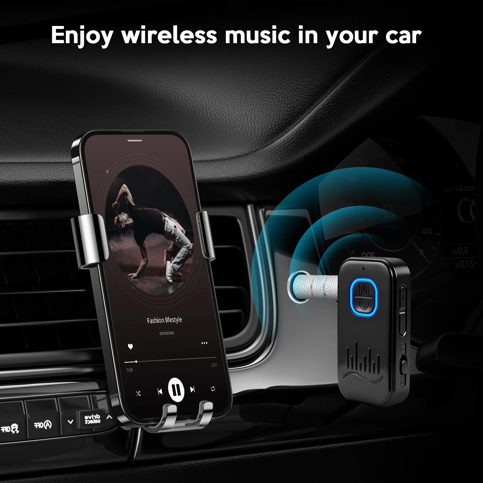 KEBIDUMEI 2-In-1 Bluetooth 6.0 Receiver Transmitter 3.5mm AUX Lossless Sound MIC Wireless Audio Adapter For Car Speaker TV PC view 4
