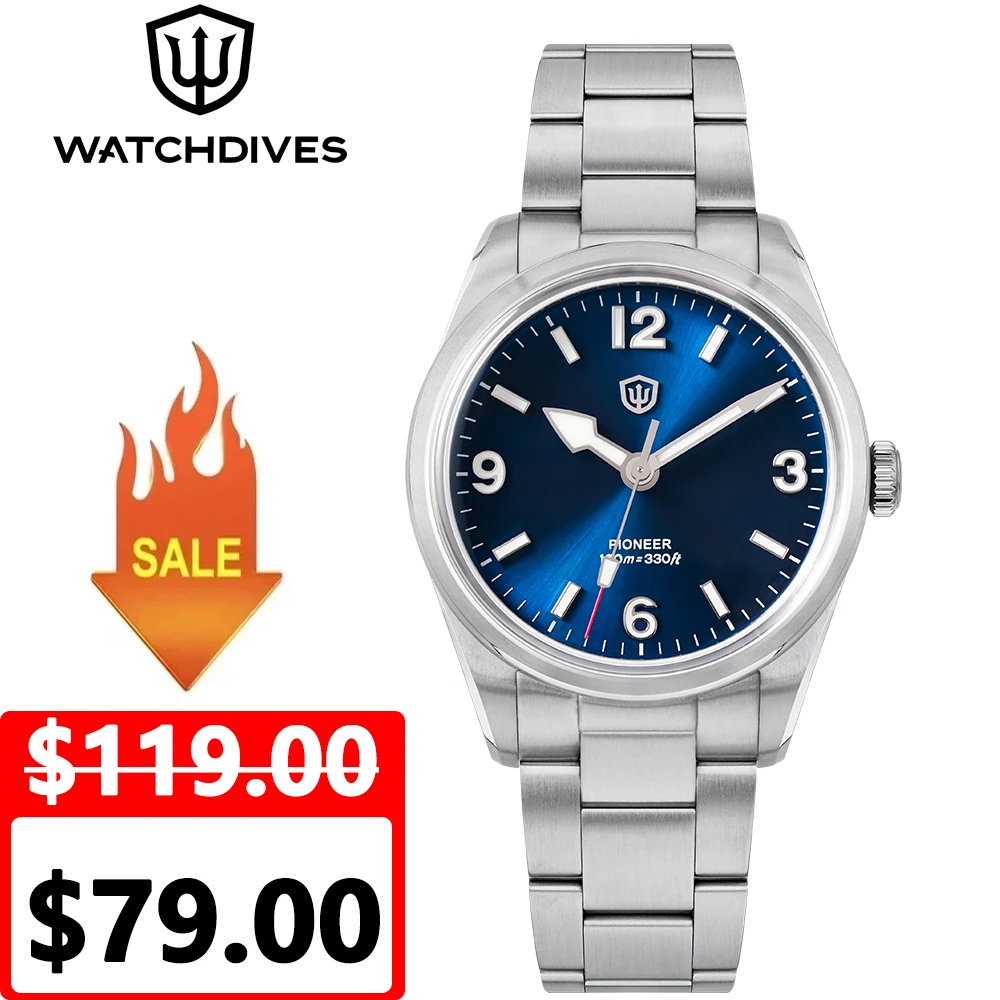 

Watchdives WD1960S V2 Кварцевые часы Bubble Sapphire Светящиеся 36L Нержавеющая сталь 100 м Водонепроницаемые VH31 Механизм Винтажные часы