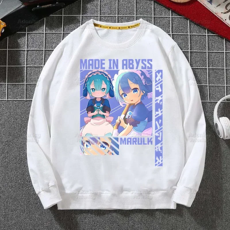 Made In Abyss Hoodies Autumn Sweatshirt Men Hip Hop Nanachi Riko Japanese Manga Hoodie Men Classic Pullover Tops white