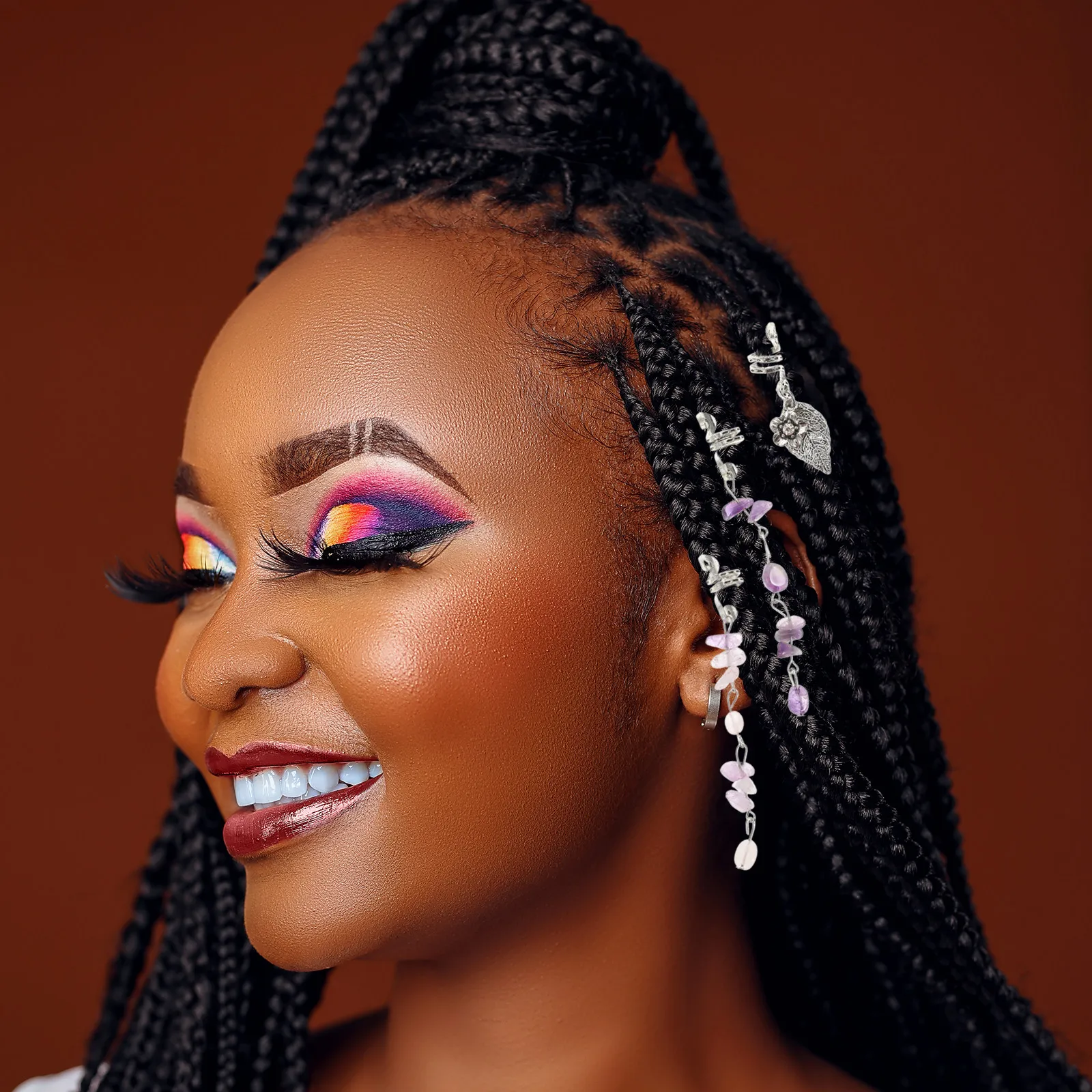 

1Set DIY Dreadlock Spring Charms Natural Stone Hair Braid Jewelry Accessories for Women Handcrafted Metal Hair Pendants Stylish