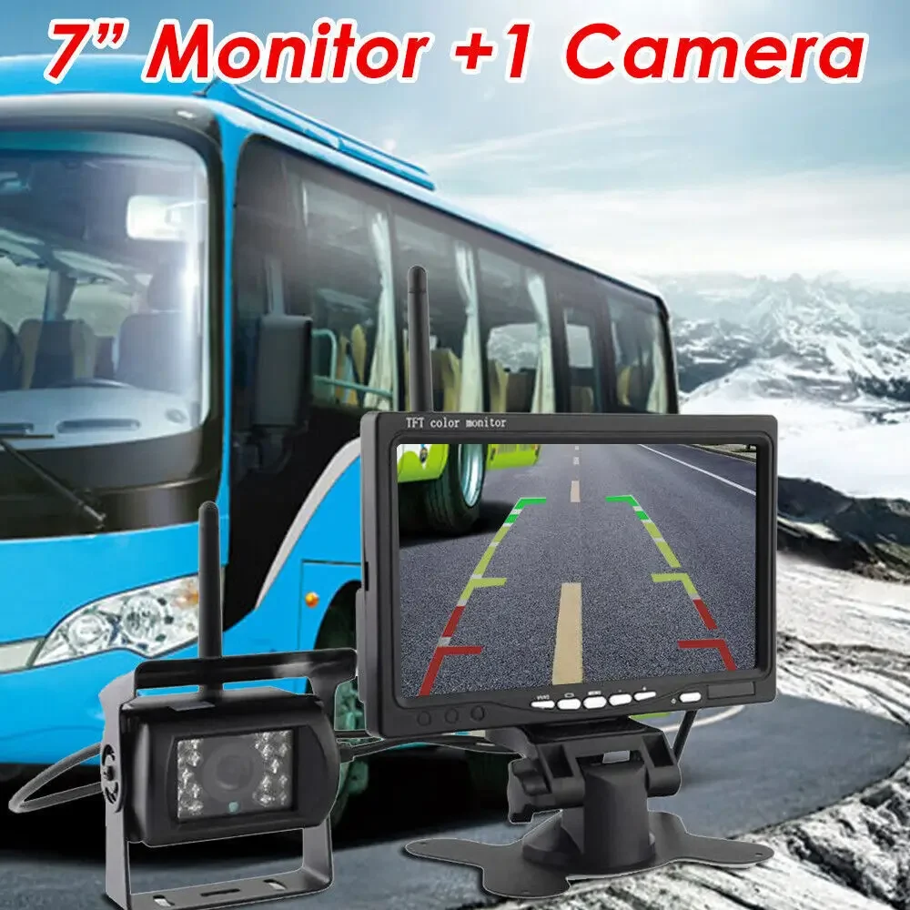 Monitor per retrovisione telecamera per camion Wireless Monitor da 7 pollici per camion Bus RV rimorchio escavatore Monitor per auto immagine inversa 12V-24V