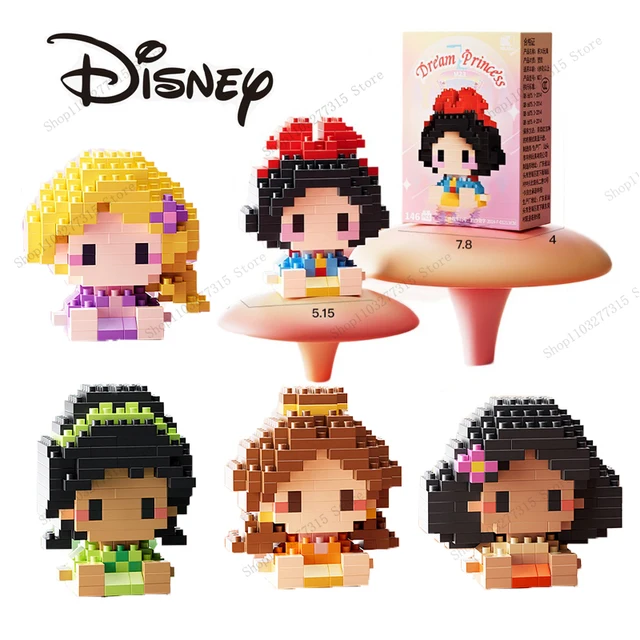 Seria Disney Princess klocki Królewna Śnieżka Belle Model zwierzęcy małe cząsteczki zmontowane DIY Puzzle prezenty urodzinowe dla dzieci