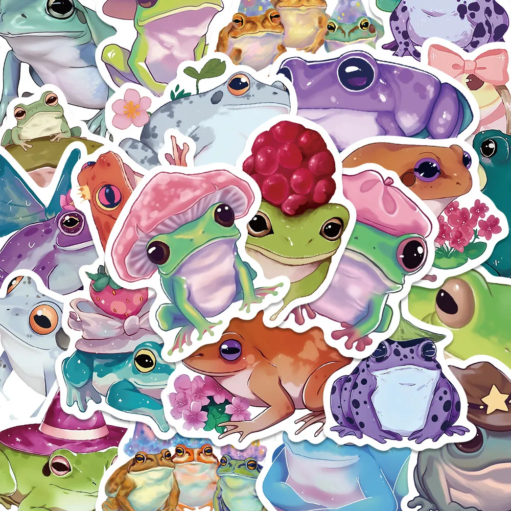 

50PCS Funny Frog Stickers Cartoon Animal Toy Decals For Students Tablets Suitcases Laptops Scrapbooks Refrigerators Stickers