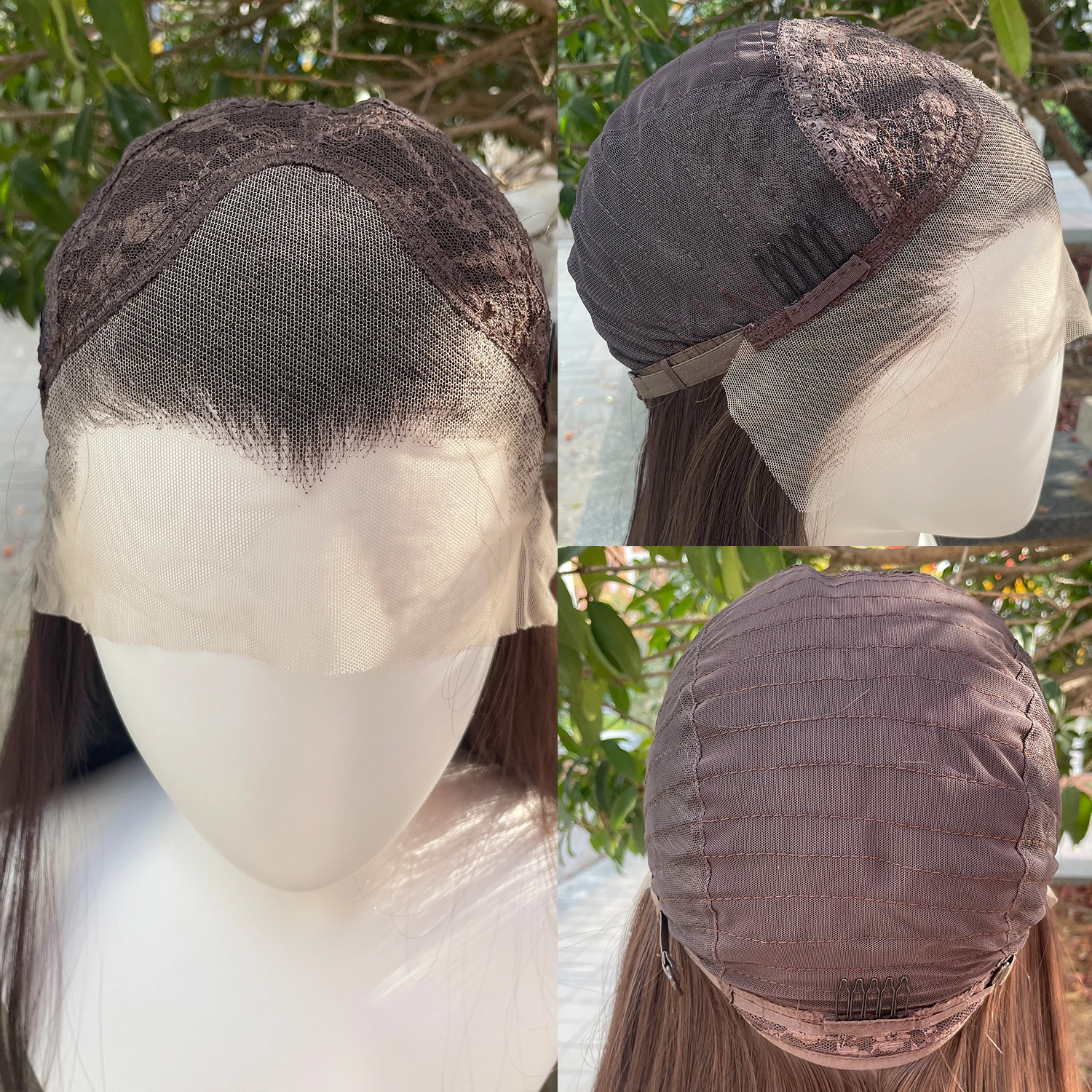 Widow Peak Medium Brown 13x4 Synthetic Lace Front Wigs for Women 26 Inch Long Straight Synthetic Wigs Widow's Peak Cosplay Wigs