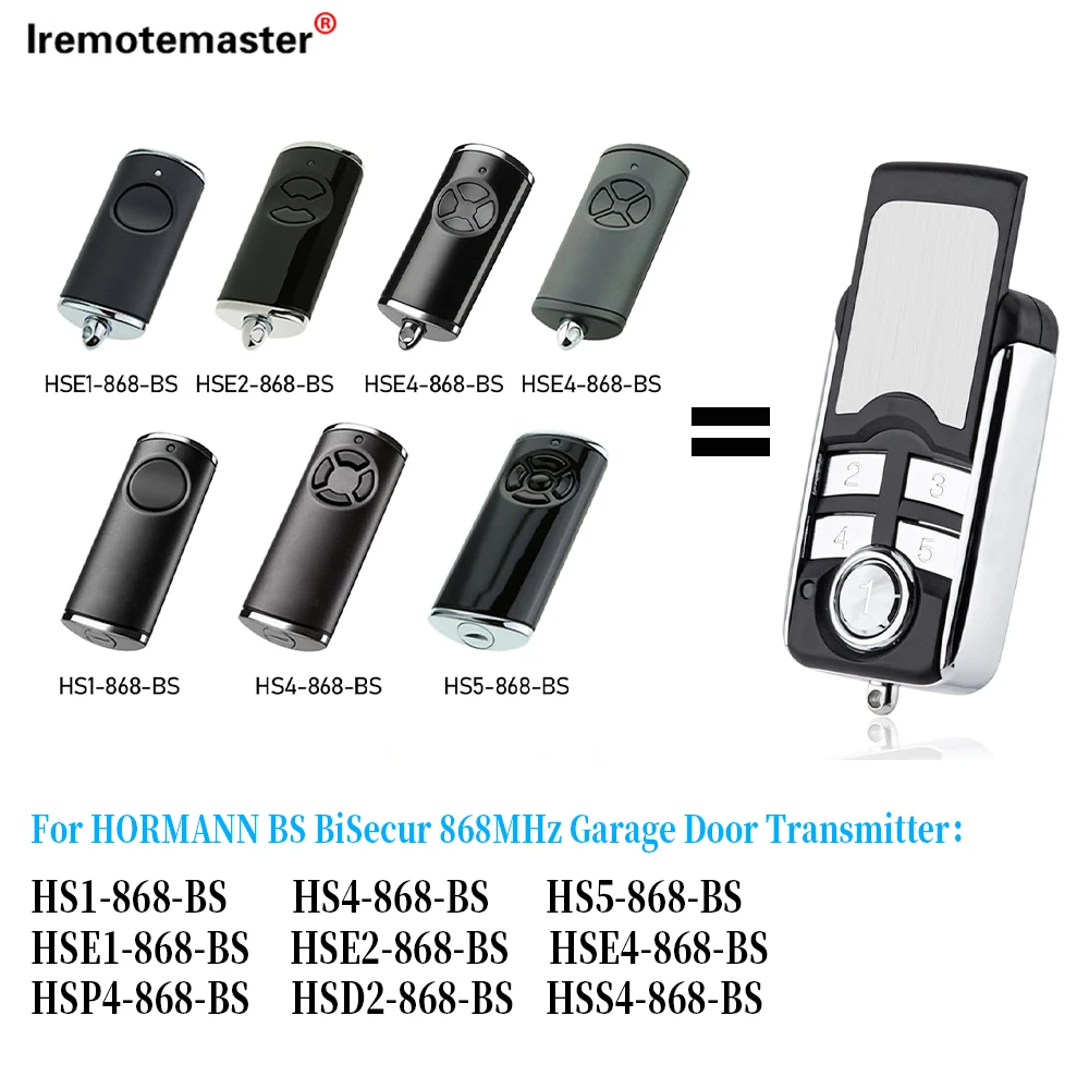 Imagem -03 - Bisecur Controle Remoto Porta de Garagem Transmissor Portátil Compatível com Hormann Hse1 Hse2 Hse4 Hse5868-bs Hs5968-bs 868mhz bs