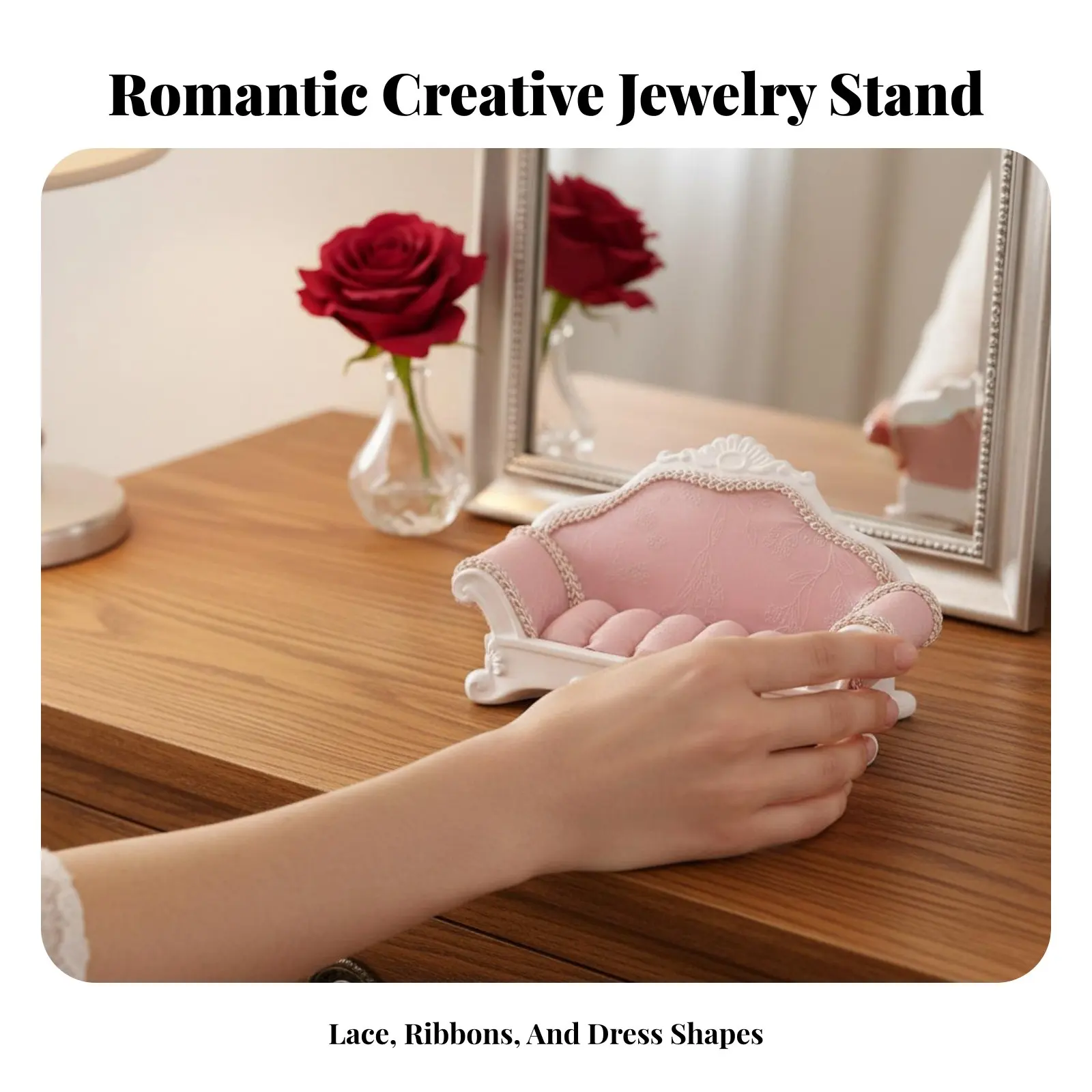 

5 Pieces Jewelry Display Stand Princess Theme Accessory Stand Anklet Watch Bracelet Jewelry Holder Art Photo Ring Organizer