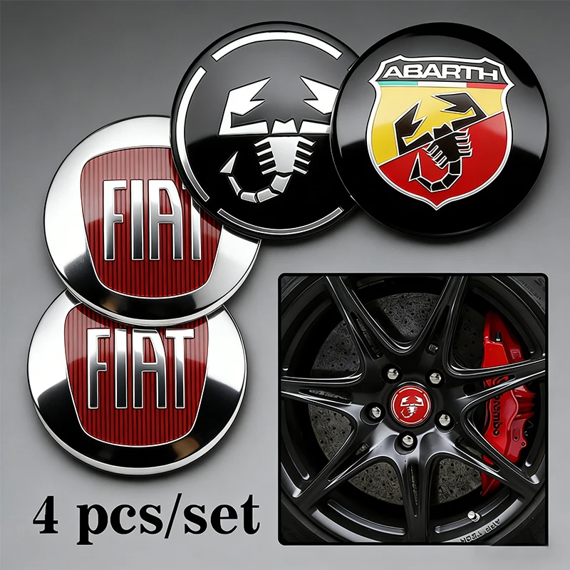 4 Peças 56mm Adesivos de Emblema para Centro de Roda de Carro para FIAT Abarth 500 Tipo FR Panda Argo Freemont Viaggio Bravo Punto Doblo