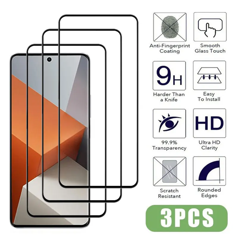 3Pcs 100D Tempered Glass For Redmi Note 11 11R 11T 11SE Screen Protector Redmi Note 12 Pro Plus 12R 12S 12T 13 Protective Film