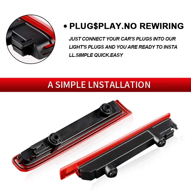 2PCS for VW T5 T6 Eurovan/Multivan/Caravelle/Transporter Barn Door LED High Level 3rd Rear Brake Light Stop Signal Red Tail Lamp view 6