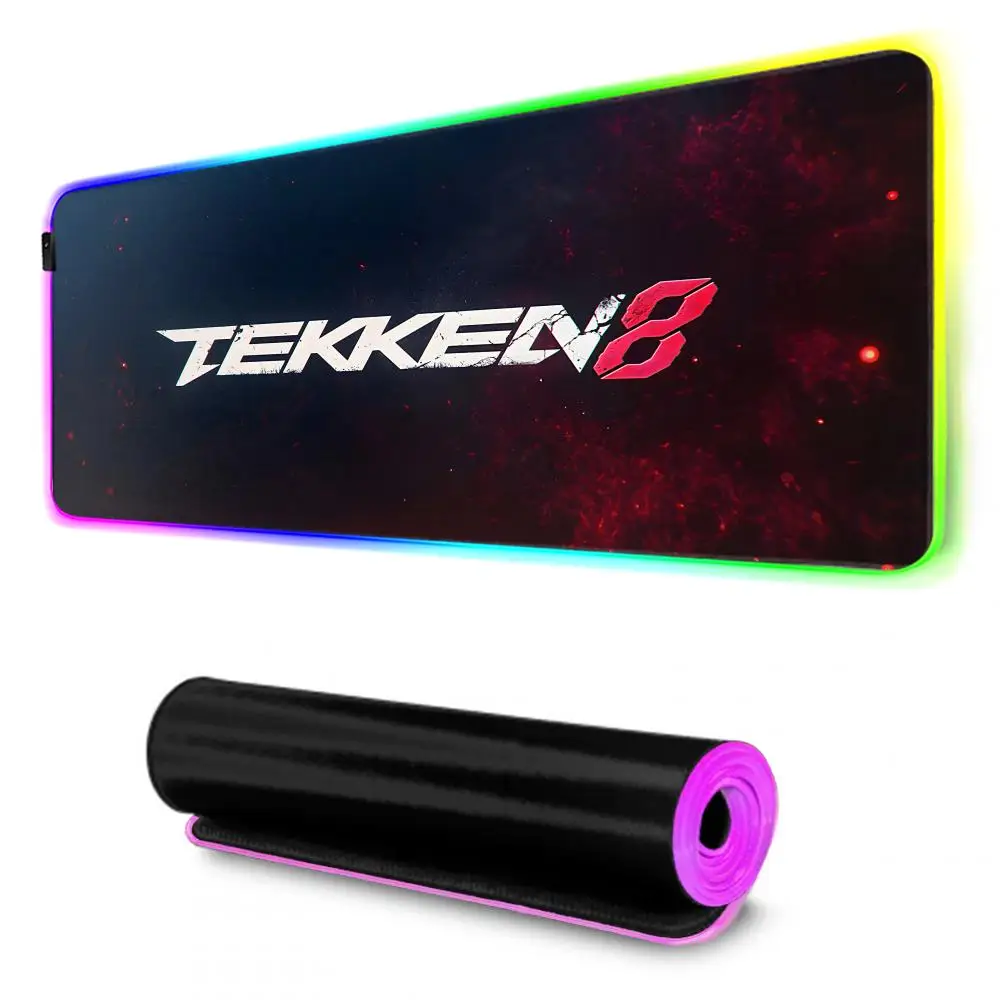 Game Tekken Mouse Pad Gamer Rgb Desk Mat Back Light Led Mousepad Setup Gaming Accessories Deskmat Big Mousepepad Backlight