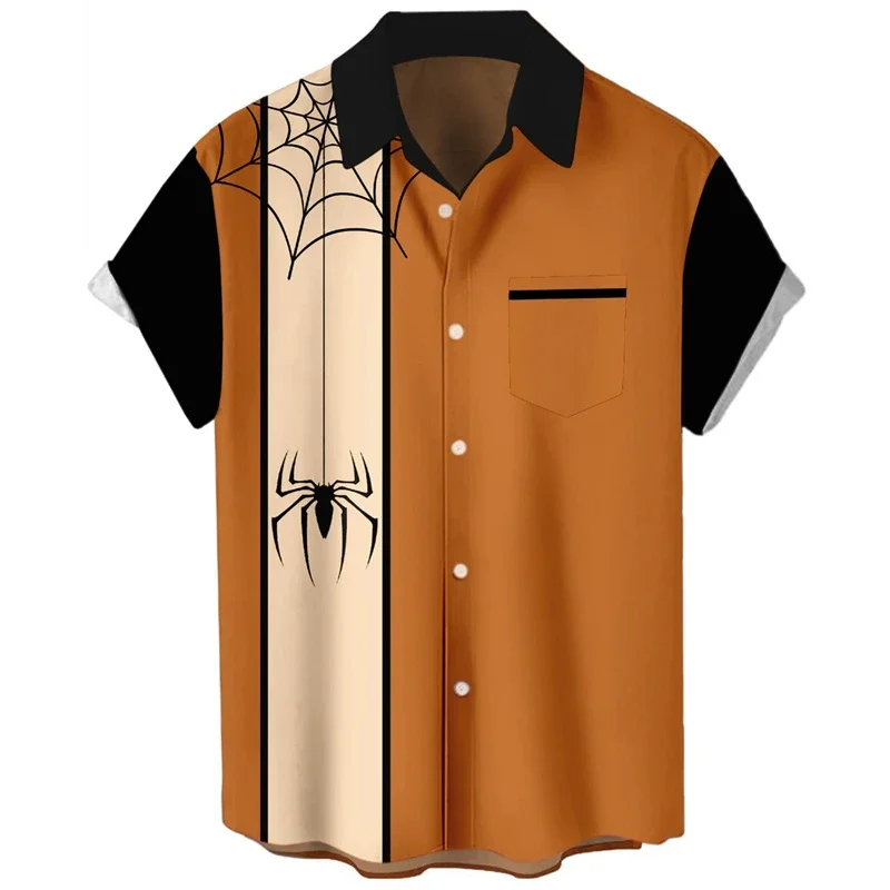 

New Men's Light Dark Striped Flower 3D Printed Shirt Business Vacation Hawaii Beach Lapel Short Sleeve Breathable Top