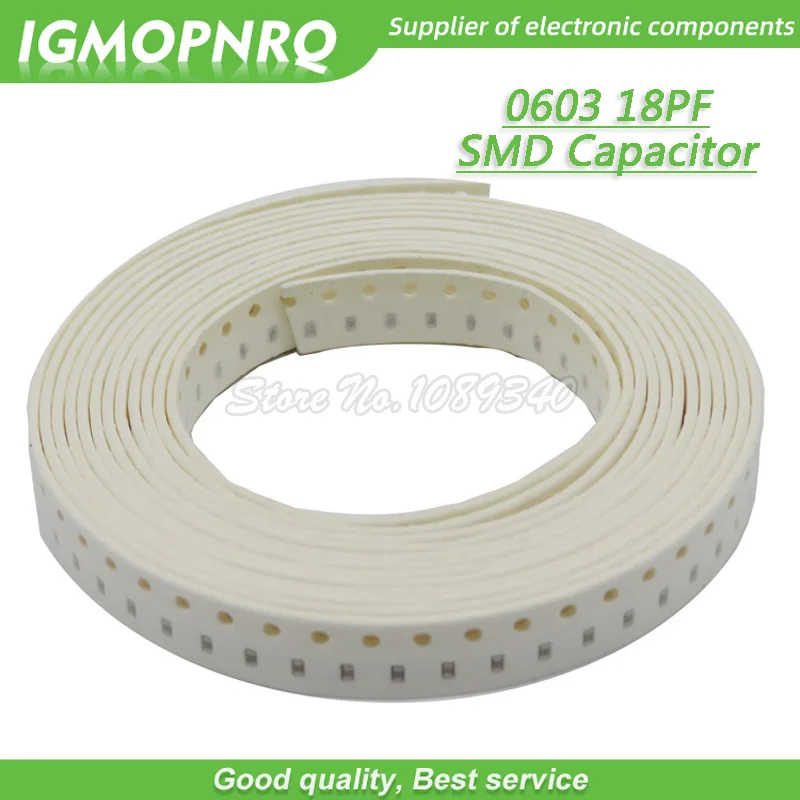 

100pcs 18pF NPO precision 5% 50V 0603 18P SMD Thick Film Chip Multilayer Ceramic Capacitor