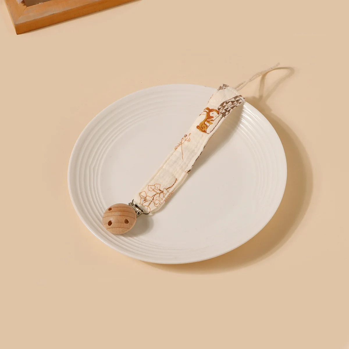 1PcsDouble Schicht Reine Baumwolle Crepe Tuch Nippel Hängen Seil Gedruckt Baumwolle Baby Schnuller Kette Neugeborenen Buche Schnuller Clip Geschenk – Detail 11