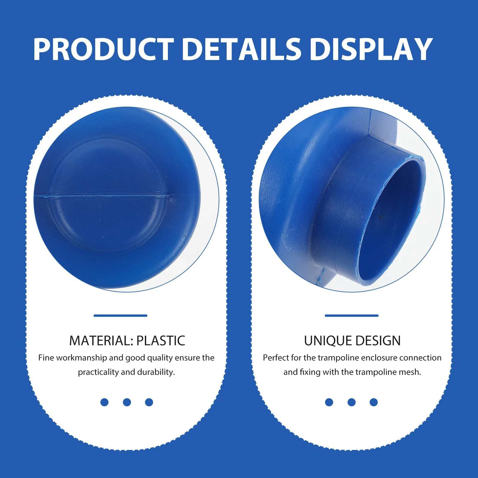 

5Pcs Trampoline Pole Tops Cover High-Quality Material Sturdy Fixing Accessories Perfect Mesh Connection Blue Plastic