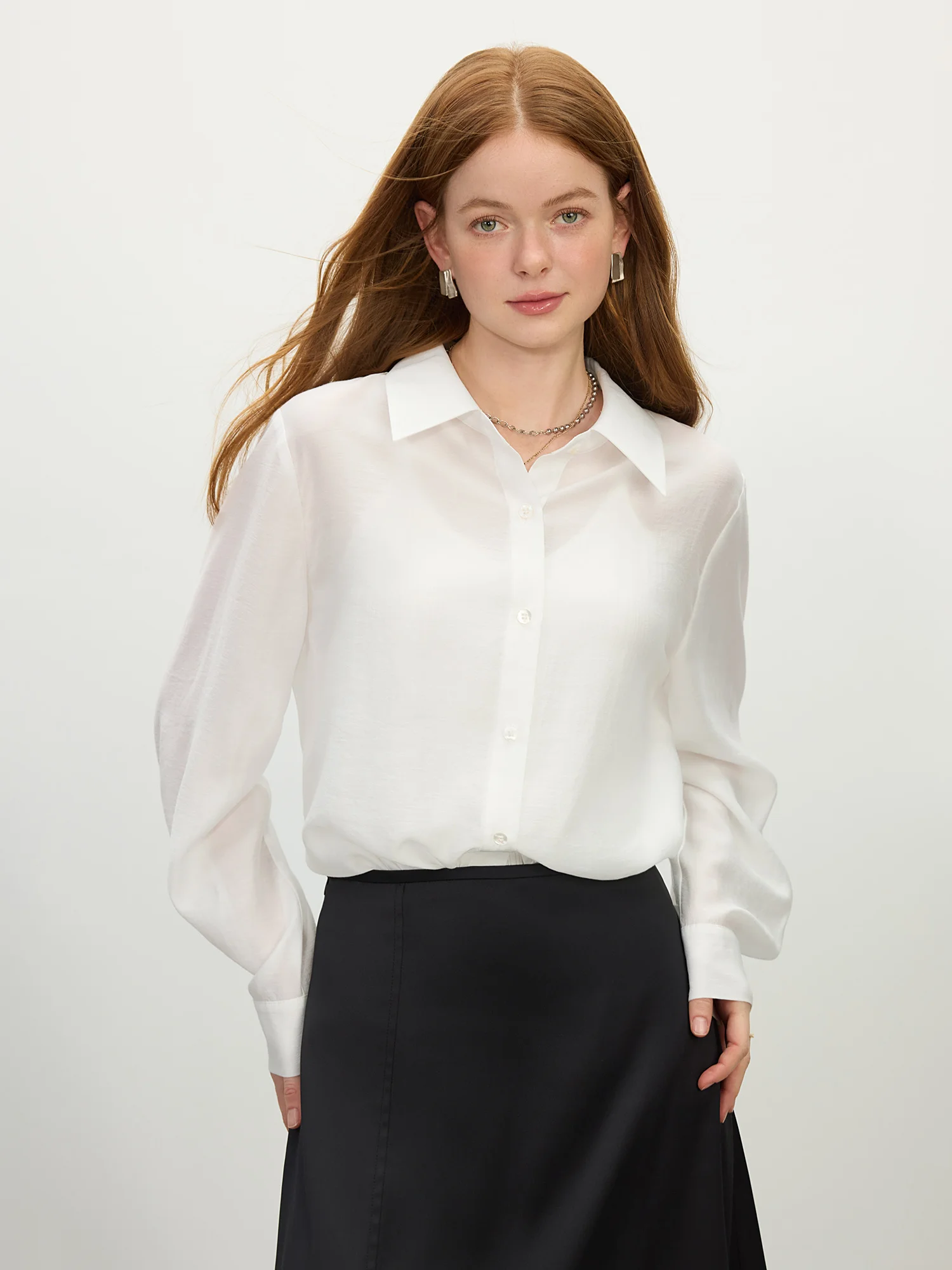 

FSLE 2025 Summer Tencel Acetate Sun Shirt - UPF50+ Lightweight Long Sleeve Boho Cover-Up with Side Slits & Hidden Snap Cuffs
