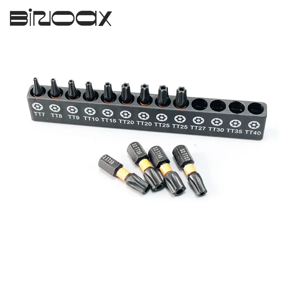 13pcs Torx Screwdriver Set S2 25mm Hollow Magnetic Tools Set with Bit Holder T7-T40 Hex Shank