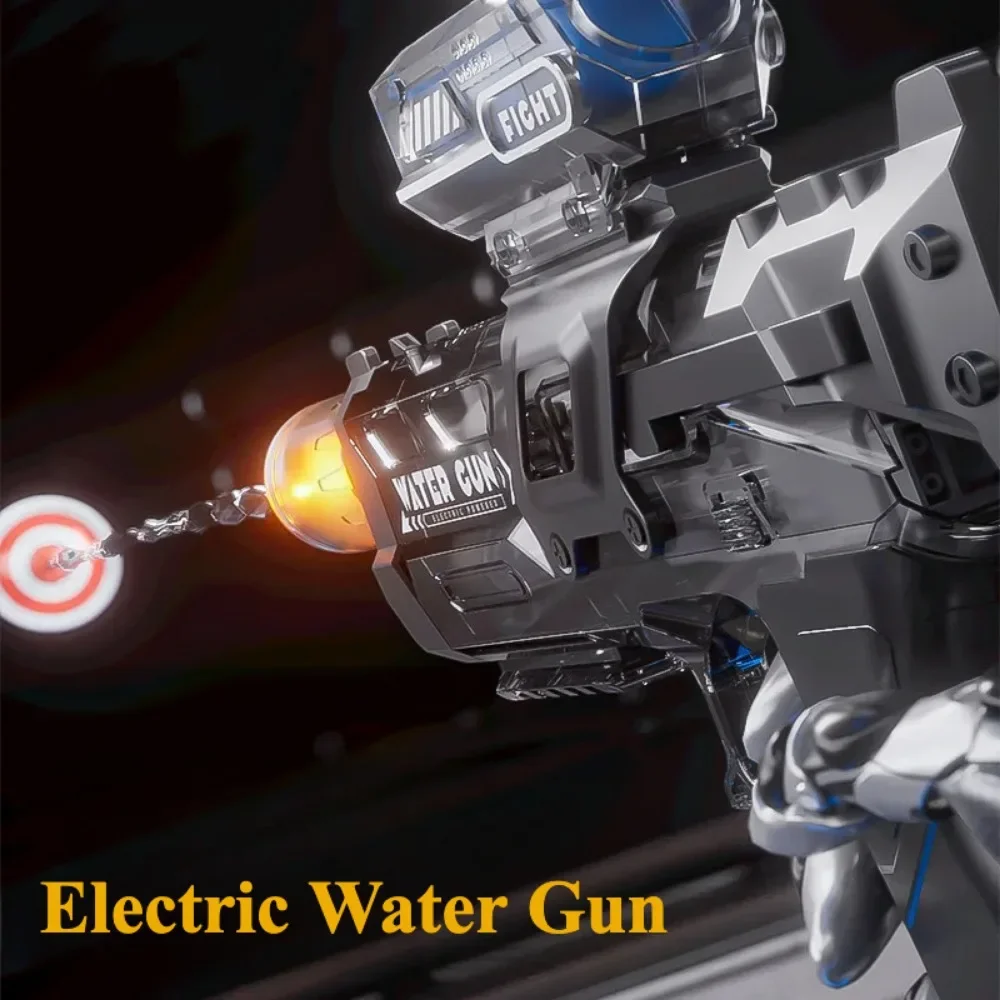 High Pressure Electric Water Gun Toy Spray Flame Effect Large-Capacity Watergun for Summer Outdoor Beach Pool Garden Fight Games
