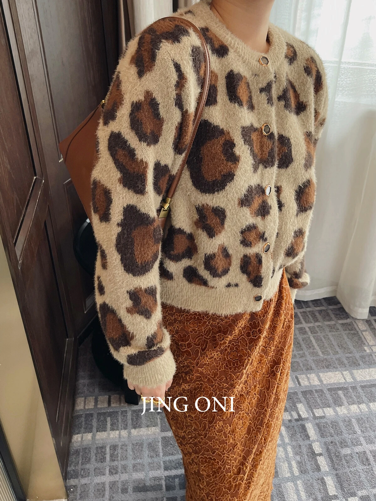 Leopard Cardigan Knitwear Sweater Luxury 2024 Spring Woman Clothing Y2K Korean Fashion Style Vintage Top Elegant Long Sleeve New