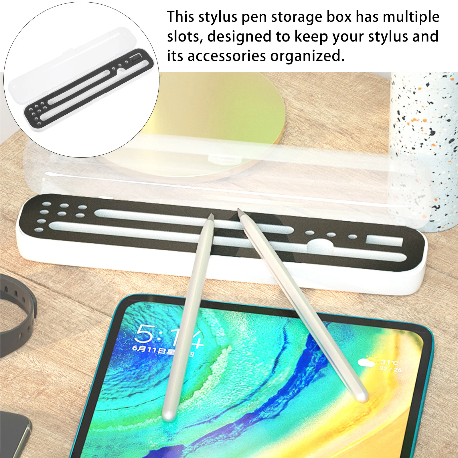 

Stylus Pen Case With Storage Box For Pencil 1 2 Travel Organizer Multiple Slots Buckle Design Compatible Tablet