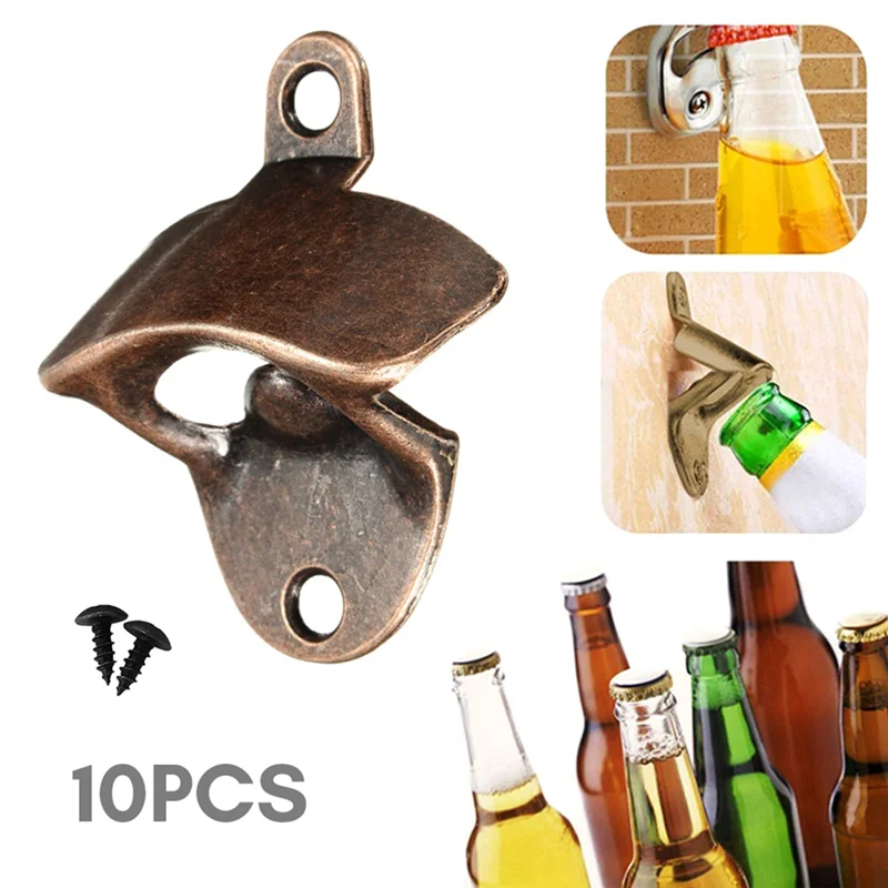 

【MEET】10PCS Vintage Heavy Duty Wall Mounted Beer Bottle Opener For Kitchen Party Soda Wine