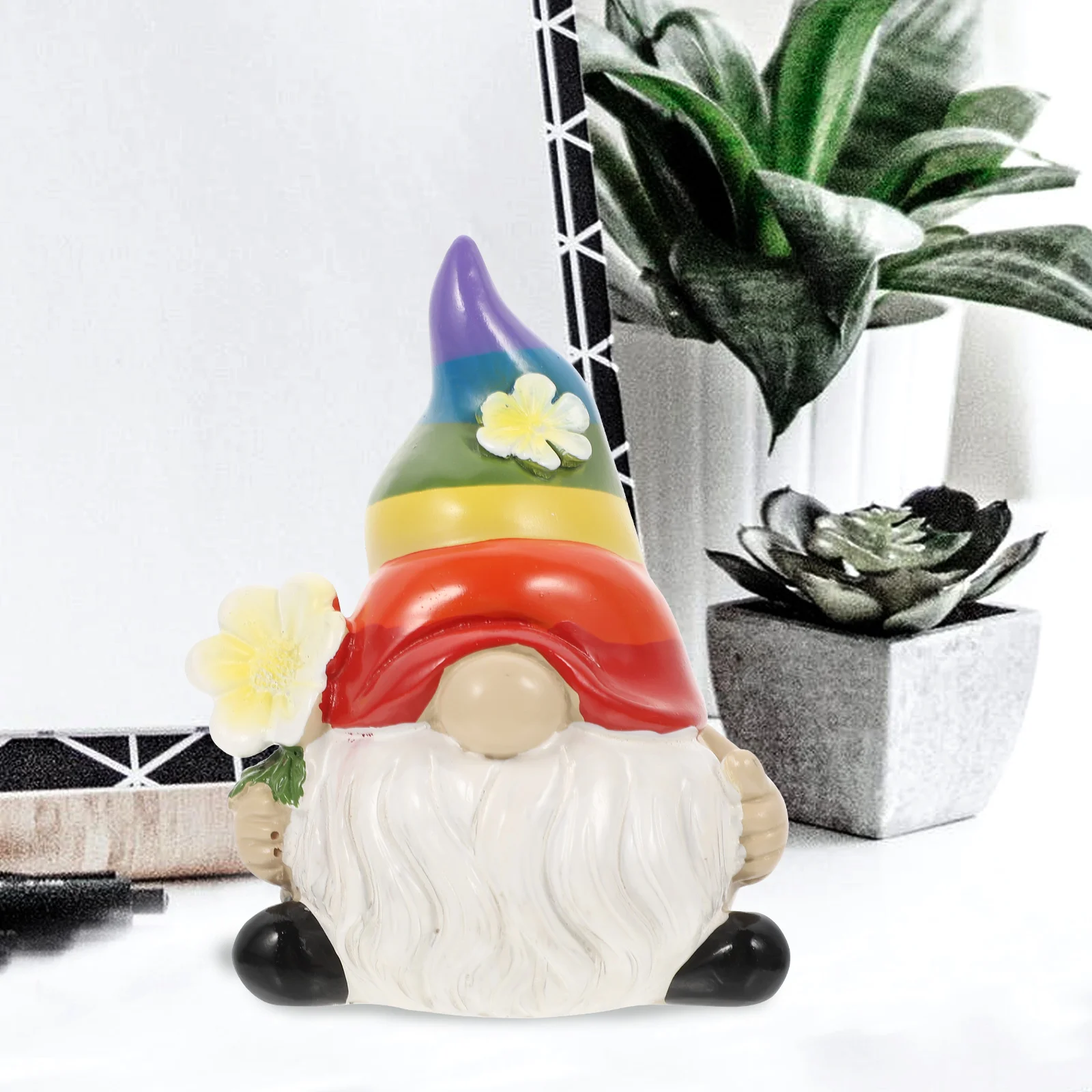 Figurine de Gnome de jardin colorée en résine, décoration de maison, ornements d'extérieur, décoration faite à la main pour magasin et salon