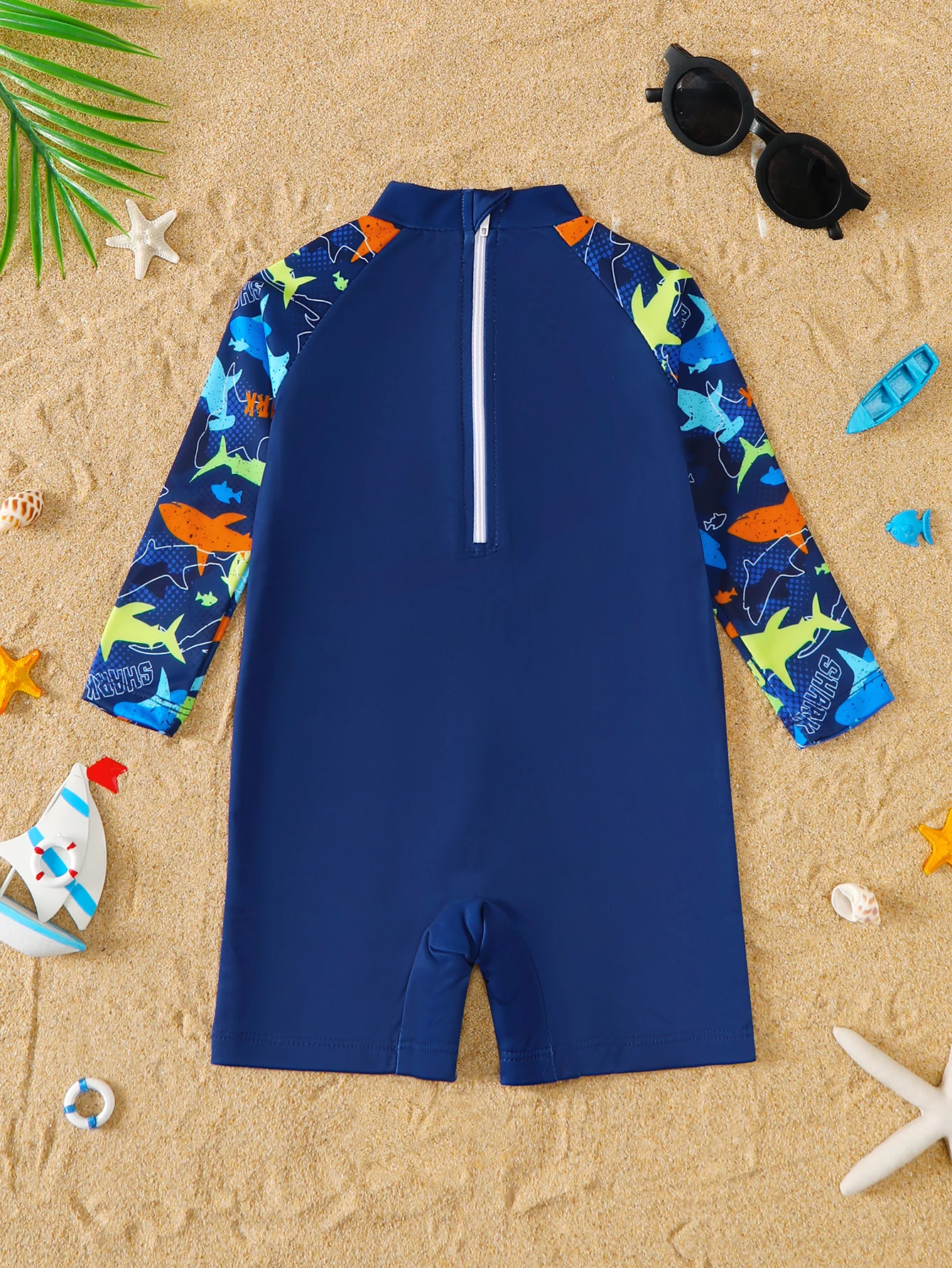 Baby Boy Shark Print Long Sleeve Onesie Swimsuit Infant Male Swimwear Comfortable Soft Fabric Baby Clothes And Accessories