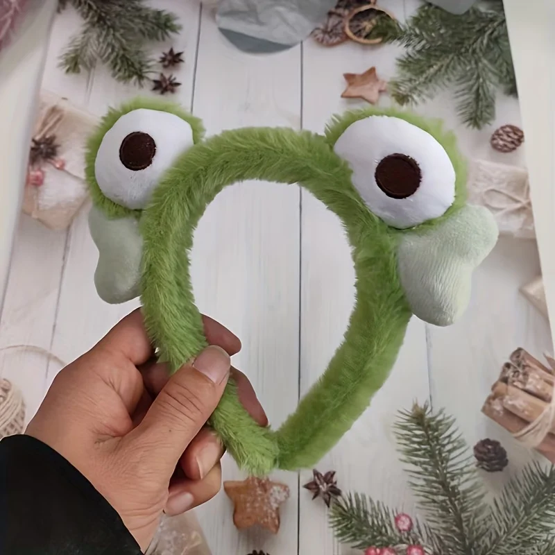 1 süßes Frosch-Plüsch-Haarband, geeignet für Frauen – weiches und bequemes Gesichts- und Haar-Accessoire, niedliches Frosch-Design – Detail 4