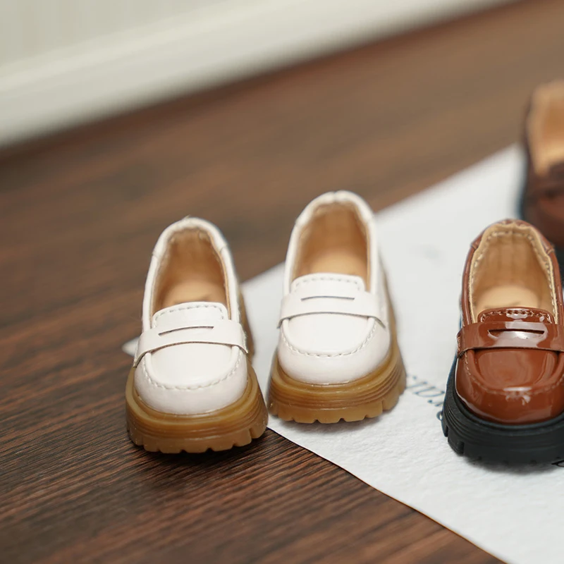 D09-P731 الأطفال اليدوية لعبة 1/4 1/6 gl yosd دمية MSD DD BJD/SD دمية أحذية أسود براون سميكة سوليد الأحذية الضحلة 1 زوج