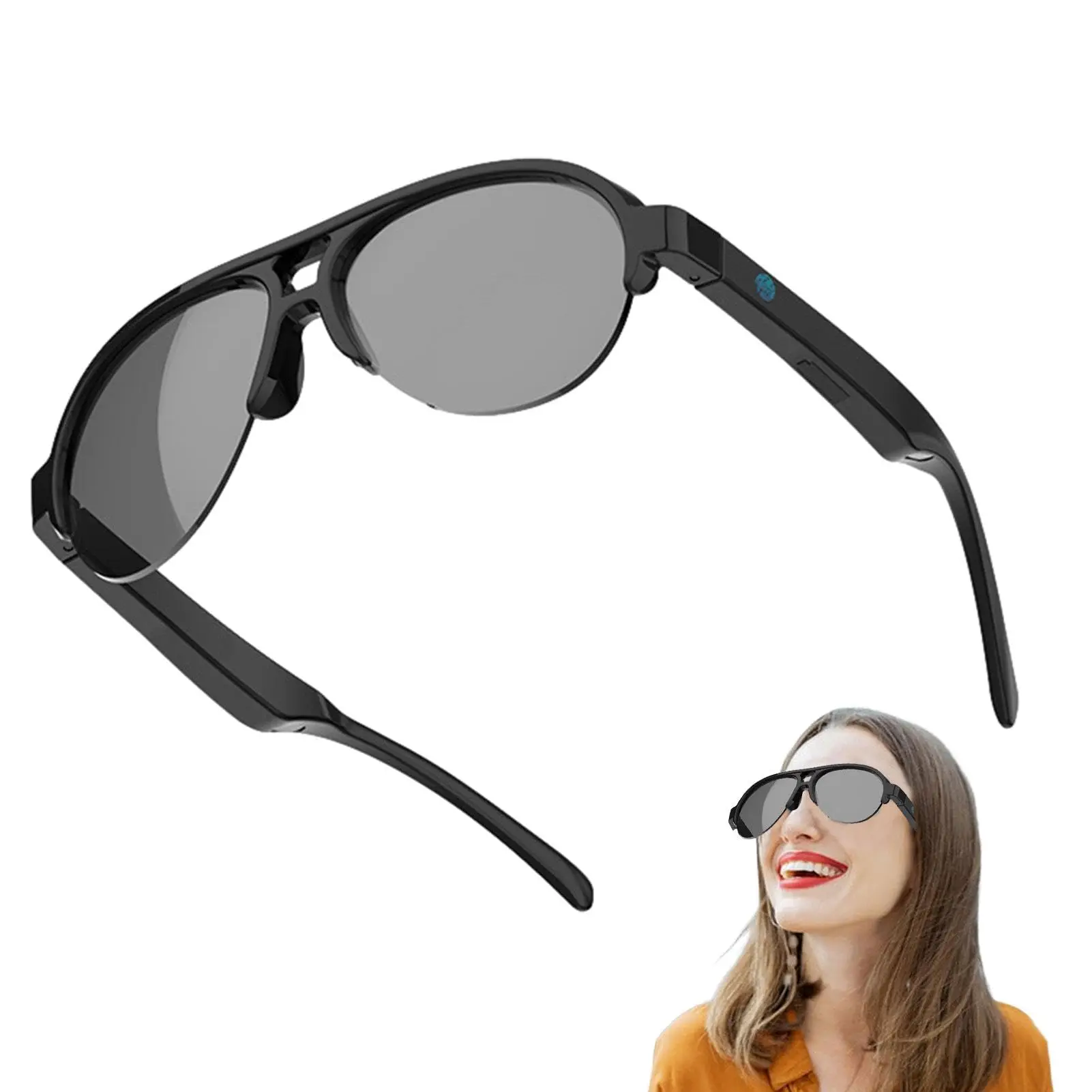 Bezprzewodowe inteligentne okulary V5.3 z wbudowanym mikrofonem, akumulatorem HiFi Sound, ekranem dotykowym HD, długą żywotnością baterii i odtwarzaniem muzyki