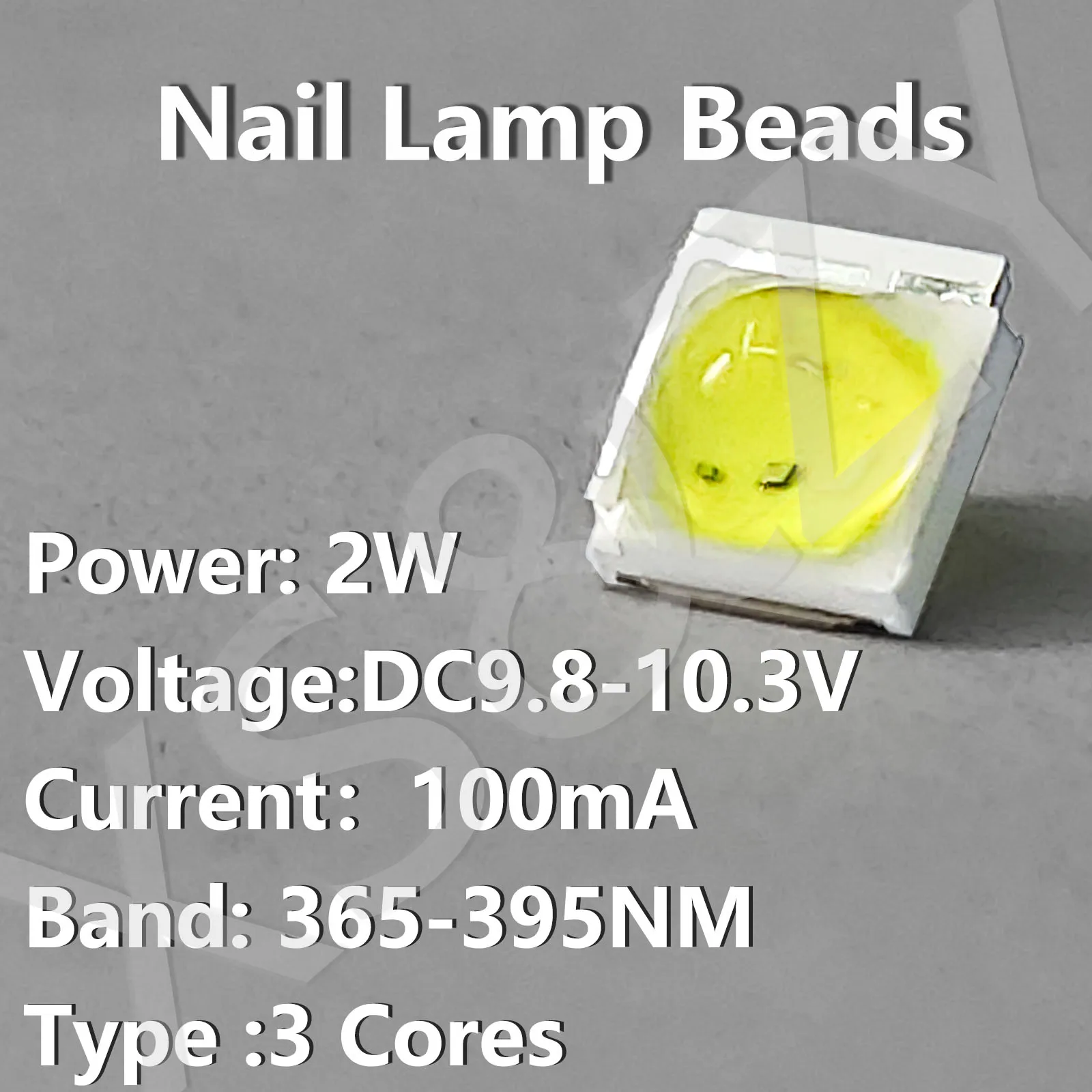 10 pcs LEDs Nail Original Lamp Beads DC9.8-10.3V 2W UV LED 365-395NM Lamp Beads 100mA  LED Diodes For Water Glue Curing Lamp DIY