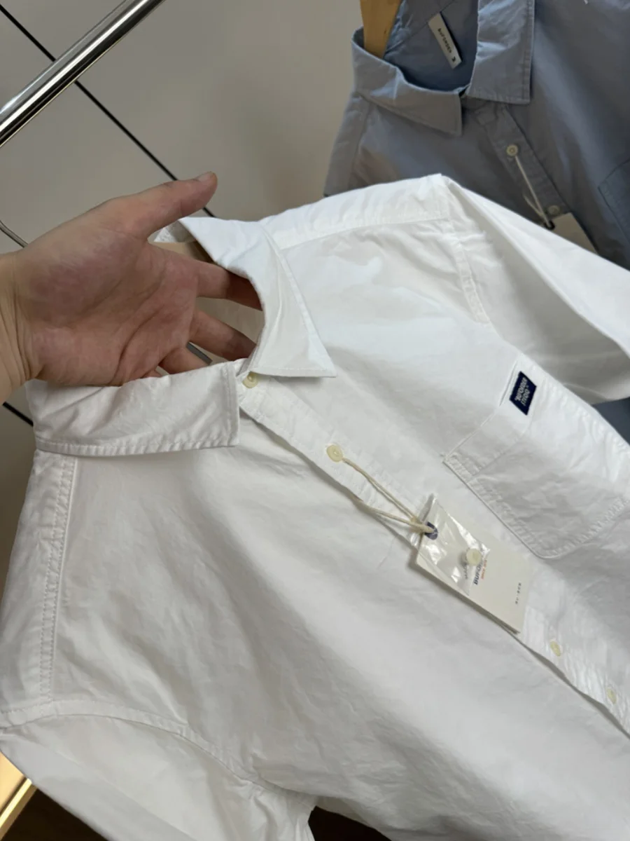 Washed Pure Cotton Short Sleeve Shirt American Casual Style Men's Fashion Workwear Versatile Summer Shirt Standard Fit Thin