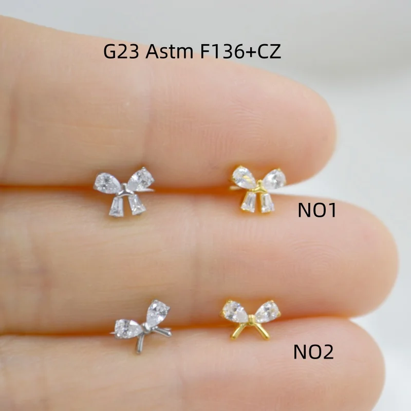 

10 шт. титановых украшений G23 ASTM F136 с фианитами для пирсинга: бабочка, лабрет, серьга-палочка для хеликса, трагуса, рука, 16G