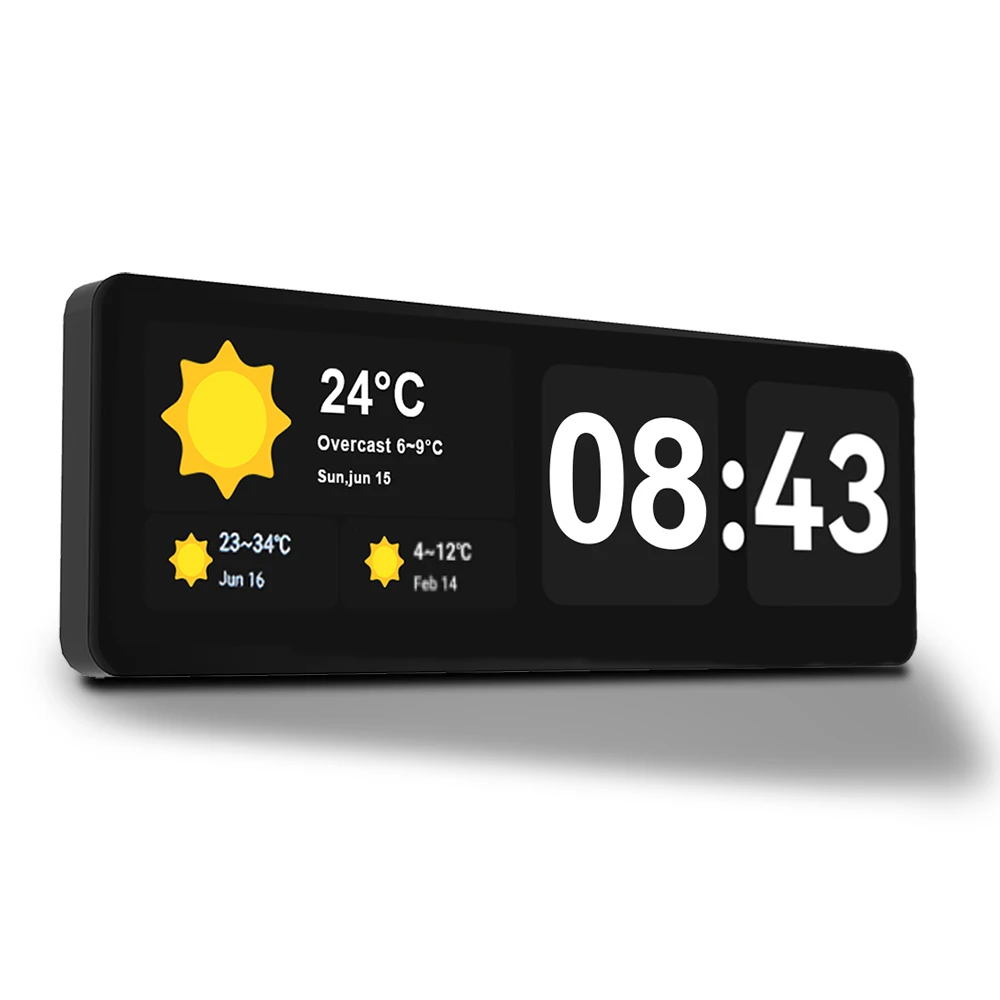 

21 Inch Smart Network Wall Clock with Dual LCD Displays and HD 2560x800 Resolution for Office Time Management