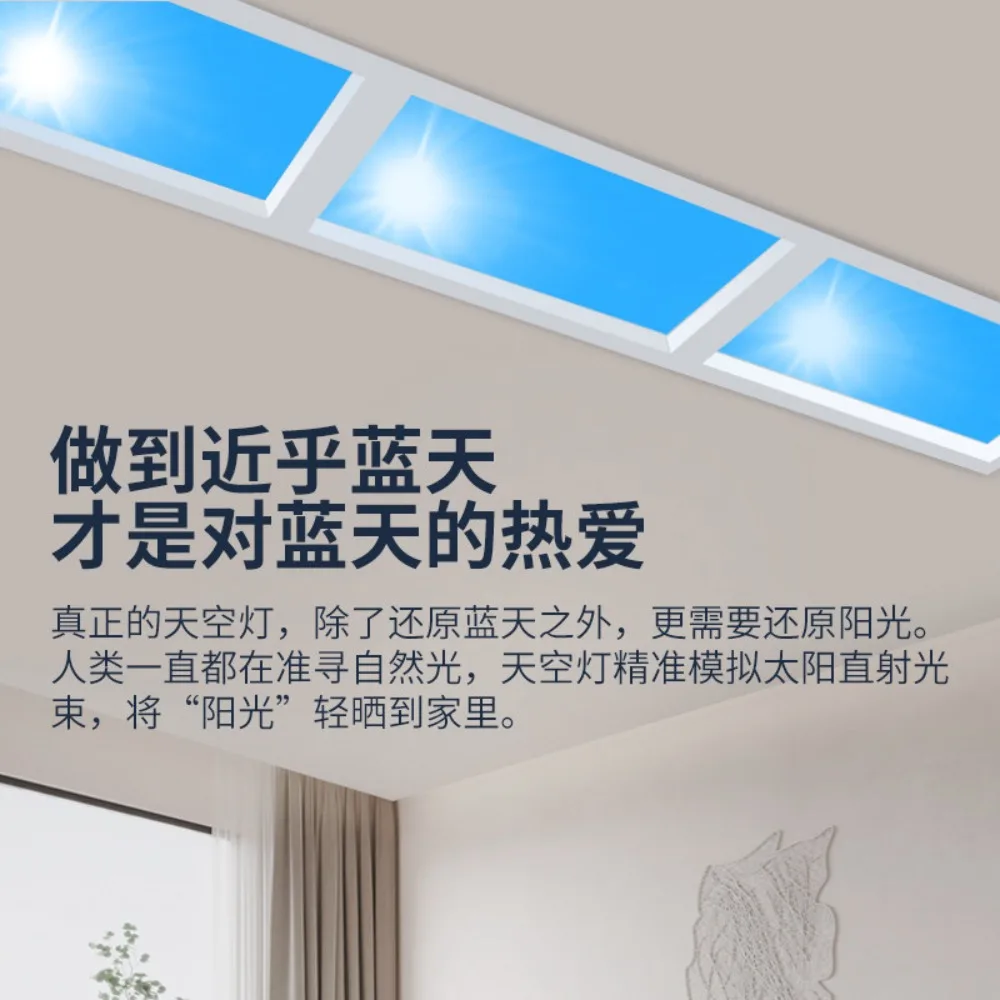 Lampu Langit-langit LED Cerdas Ultra Tipis, Lampu Langit Biru Matahari Buatan dari PC & Aluminium untuk Dapur Kamar Mandi, Pencahayaan Siang Hari Simulasi