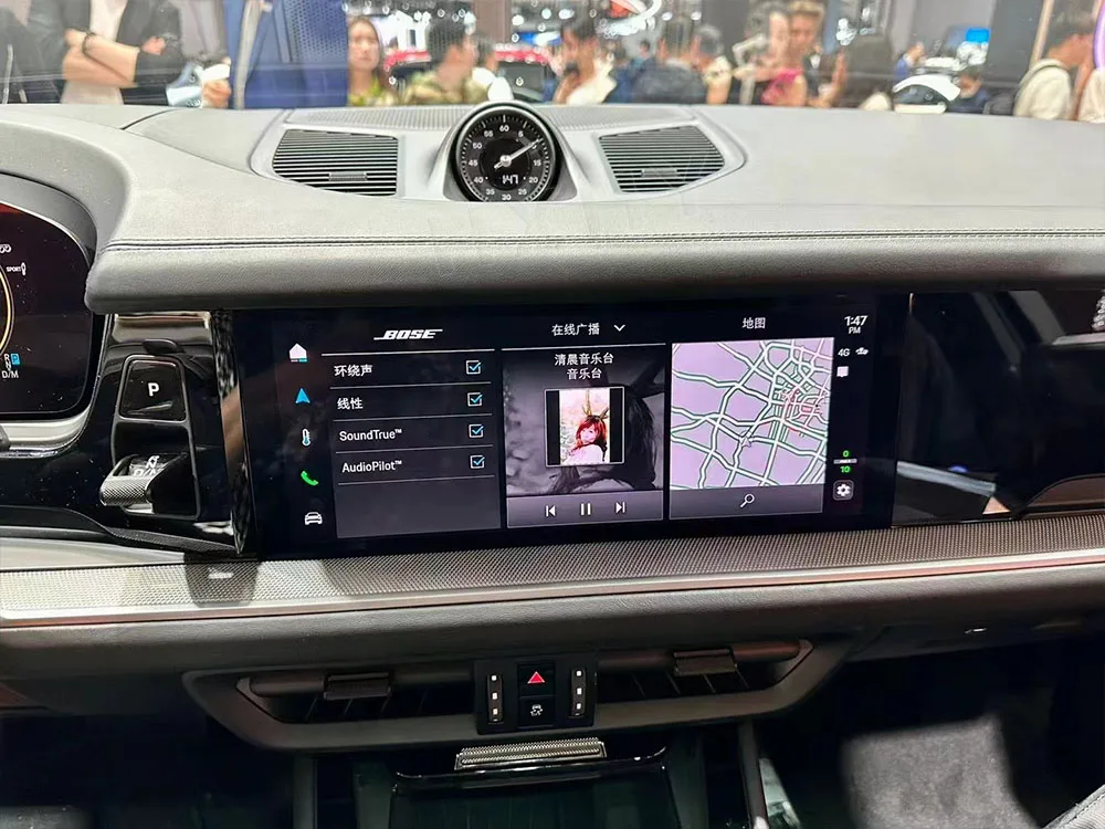 ترقية جديدة LCD سيارة ساعة توقيت لبورشه كايين 2024 لوحة القيادة الداخلية ساعة مركزية البوصلة الوقت متر الإلكترونية