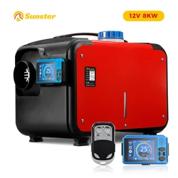 Sunster 8KW Aquecedor de ar diesel tudo em um 12V Aquecedor de estacionamento universal LCD Controle Remoto para caminhão de reboque de carro