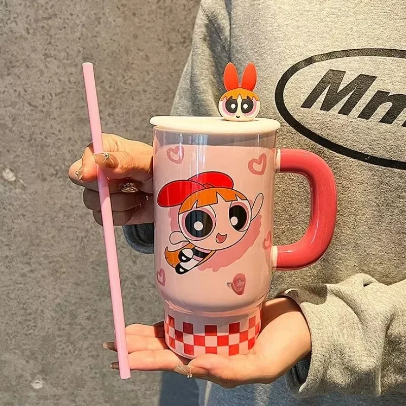 Nuovo The Powerpuff Girls Blossom Bubbles Buttercup anime periferico creativo cartone animato tazza di ceramica personalizzato carino regalo tazza d'acqua